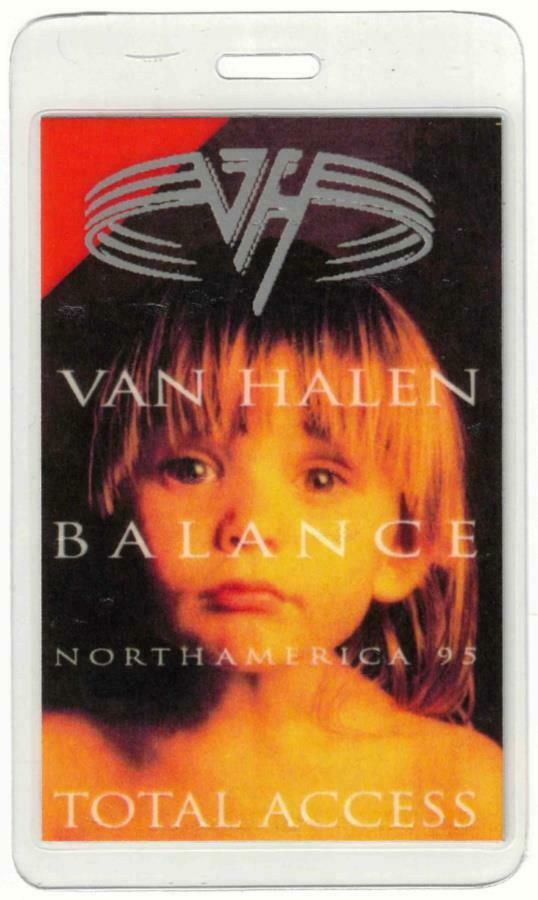 Van Halen Balance. North America Tour 1995 Total Access Laminate Backstage Pass