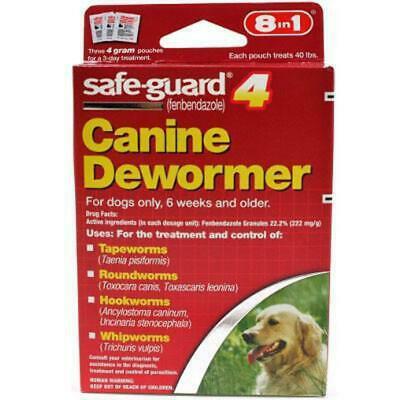 Safeguard Panacur (fenbendazole) K9 Dogs 40 Lbs 4gm 3 Pack Dose All Wormer Save