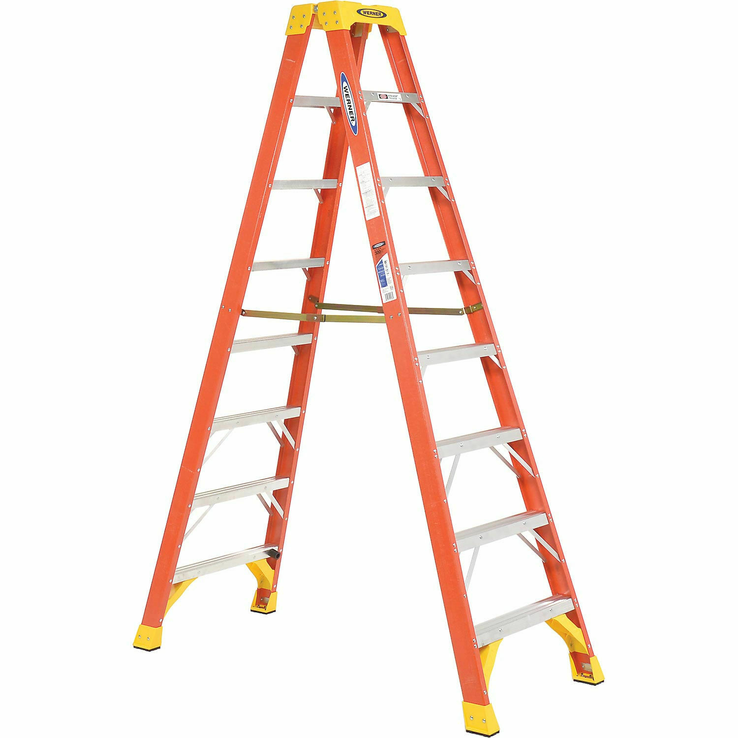 Werner T6208 8' Dual Access Fiberglass Step Ladder 300 Lb. Cap