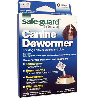 Safe Guard Fenbendazole Canine Dewormer Dogs 2 Gram (3 Packets)