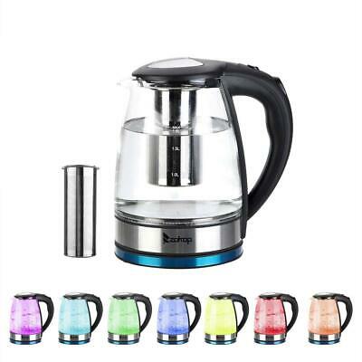 1.8l Bpa-free Material Electric Glass Hot Water Kettle Colourful Led Light 1500w