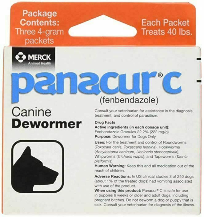 Panacur C Canine Dewormer, Net Wt. 12 Grams, Package Contents Three, 4 Gram Pack