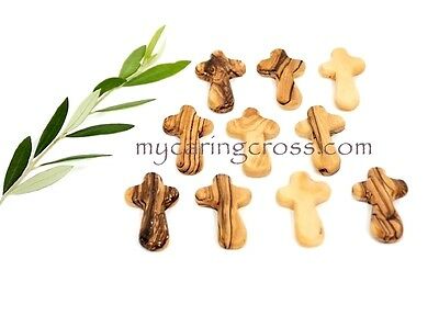 5 Small Pocket Holding Size Comfort Crosses Made Of Genuine Olive Wood Gift