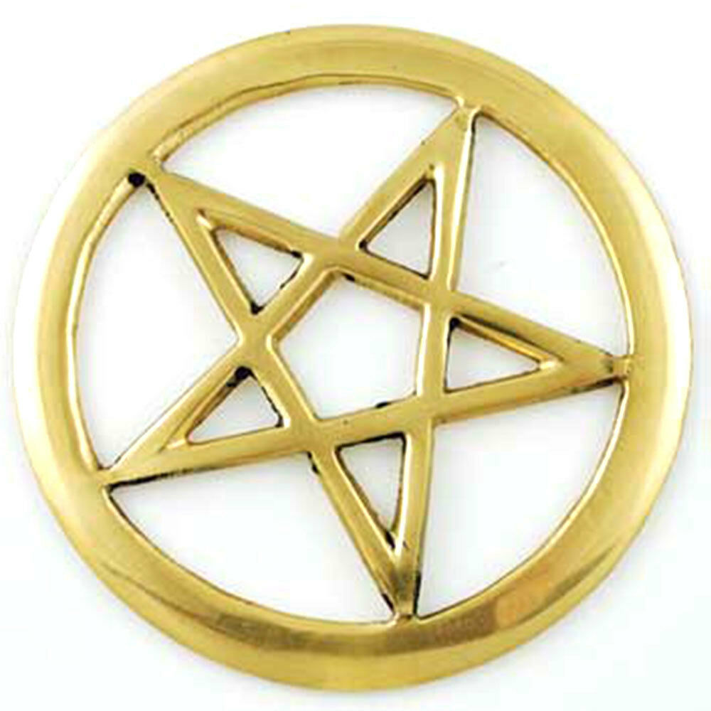 New Brass Pentacle Altar Tile 3" Openwork Wicca Pagan Pentagram Symbol Metal