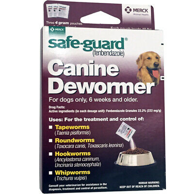 Safe Guard Fenbendazole Canine Dewormer Dogs 4 Gram (3 Packets)
